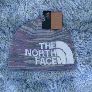 Purple and Gray North Face Beanie